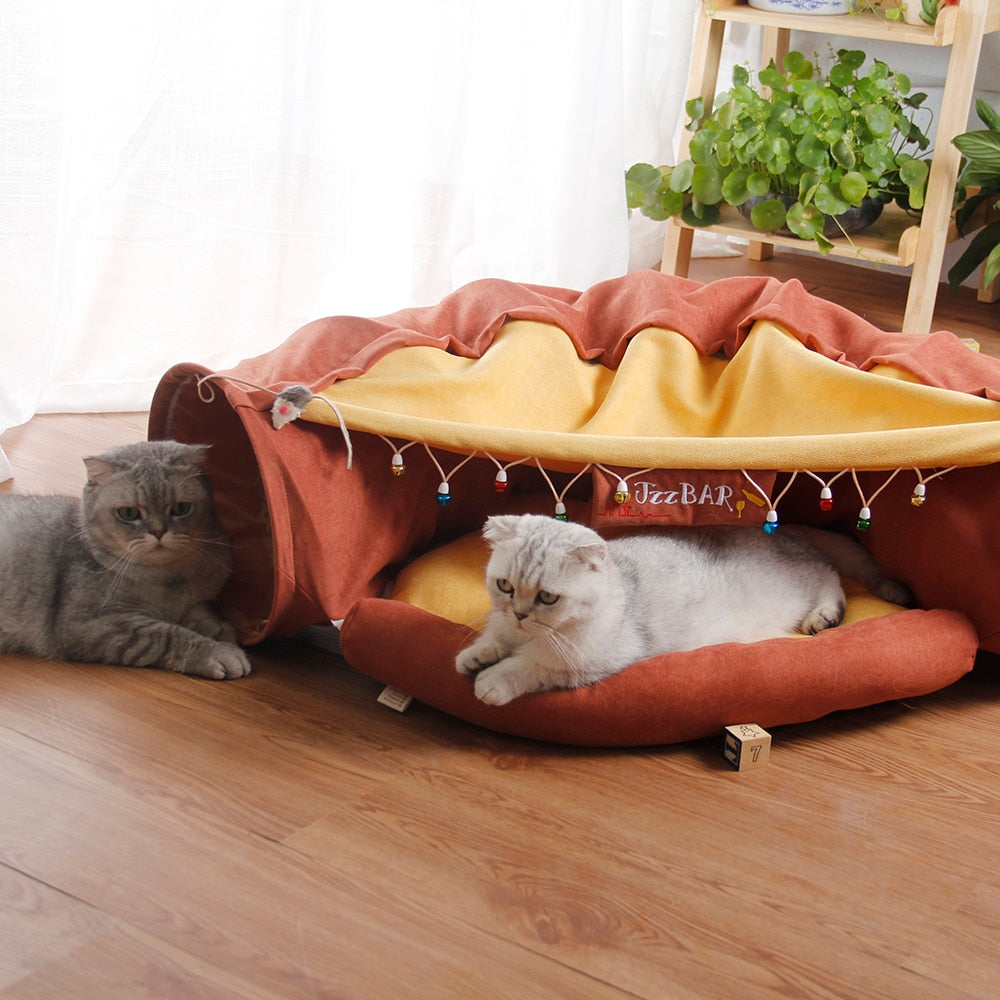 TĂșnel com caminha chique para gatinhos