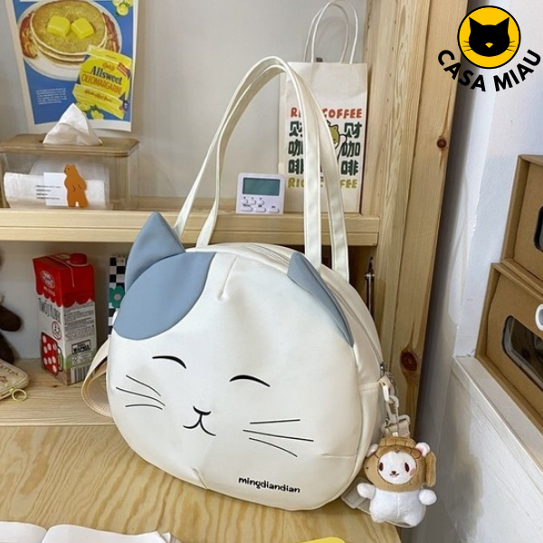 Bolsa gatinhos com chaveiro fofo de brinde - Meow - Branca