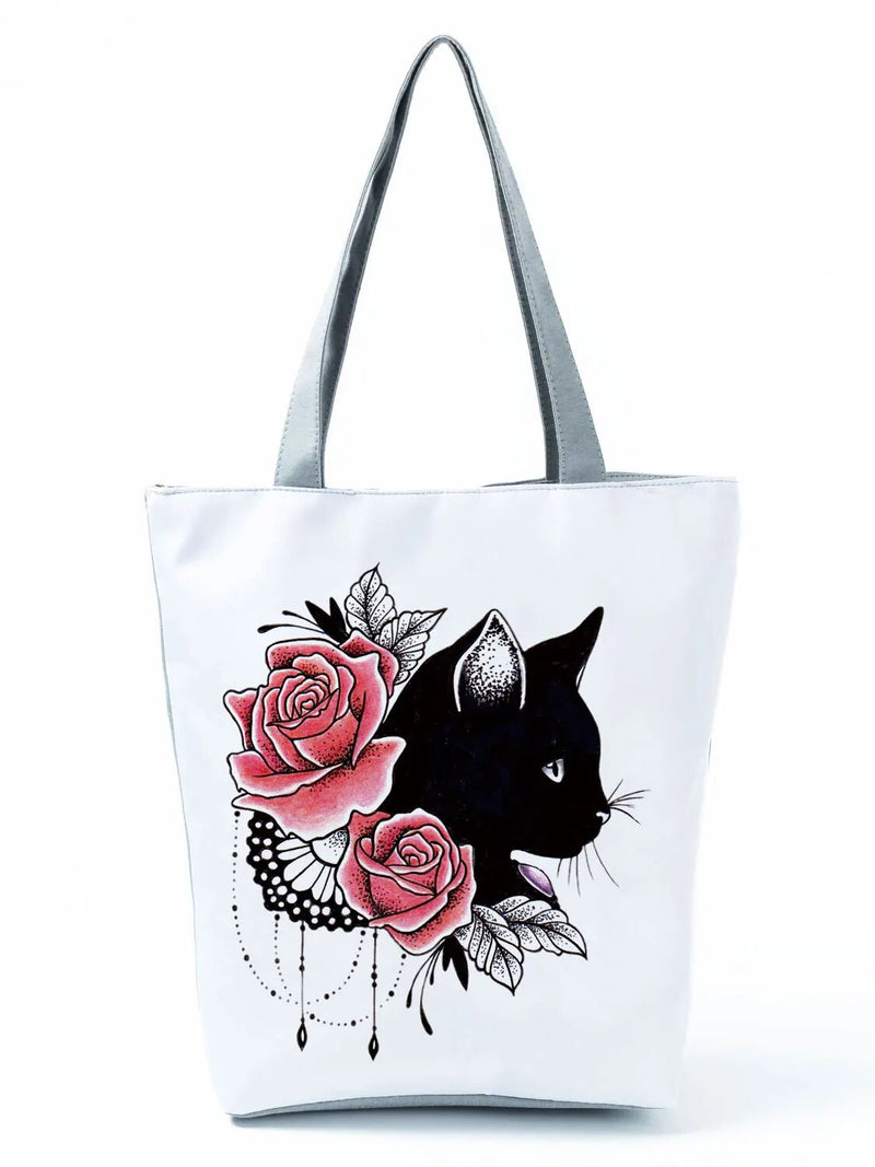 Bolsa de ombro impermeável - Amores por gatinhos® 2023 - Gatinho florido