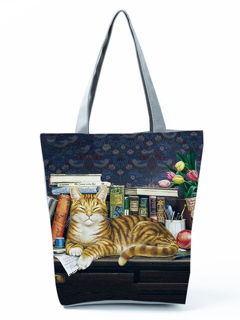 Bolsa de ombro impermeável - Amores por gatinhos® - Cochilo na estante