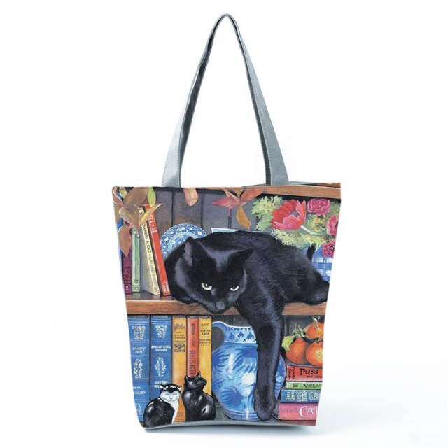 Bolsa de ombro impermeável - Amores por gatinhos® - Entre os livros